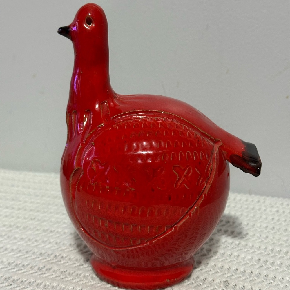 Bitossi Red Ceramic Bird Figurine made in Italy